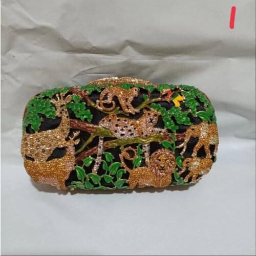 2018 New Animal Crystal Evening Bag Black Clutch Yellow Women Party Purse Diamond Ladies Night Club Clutches Chain Shoulder Bags