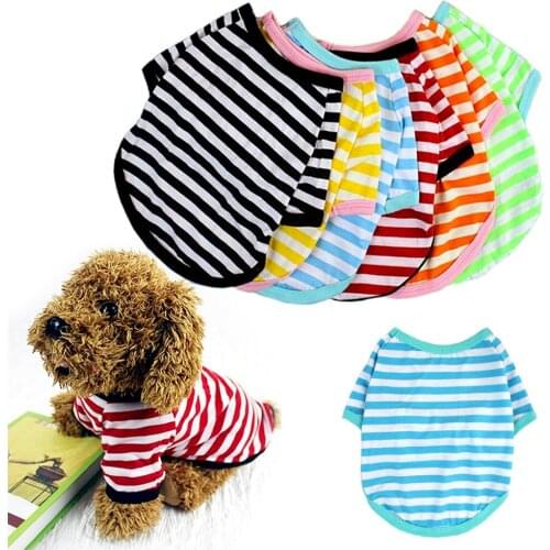 Dog Vests Pet Clothing Summer For Small Medium Dogs Cats Shirt Clothes Accessories Stripe Puppy Dog Cat Costume Pet Vest T-Shirt
