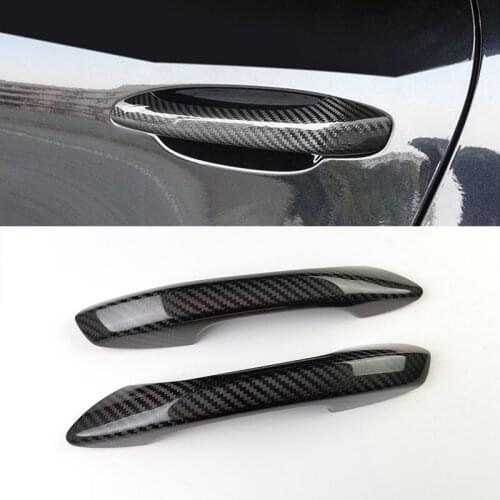 2pcs Real Carbon Fiber Car Exterior Door Handle Grab Cover Trim Sticker Styling For Porsche 718 Boxster Cayman 2016-2021