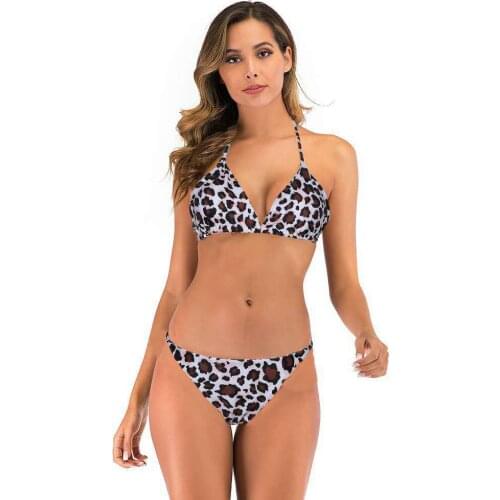 2021 swimsuit leopard print bandage swimsuit women 2 piece set women