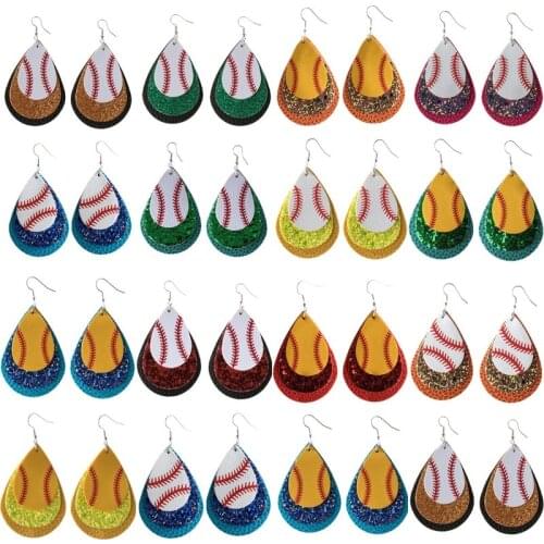 2021 Cross-border Popular New Three-layer Water Drop Leather Sequin Spherical Earrings Factory Wholesale