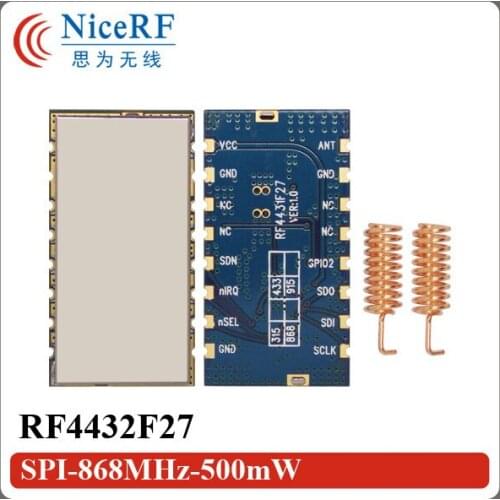 5PCS RF4432F27 500mW FSK/GFSK/OOK 868MHz Wireless Transmitter And Receiver+5PCS 868MHz Helical Antennas
