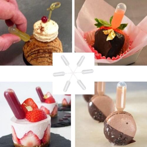 50pcs/Lot Ice Cream Cake Creamy Plastic Dropper 4ml Clear Juice Squeezed Sauce Pipettes Mousse Macaron Milkshake Injection Tool