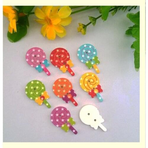 80 PCS Candy Shape Wooden Sewing Buttons for Craft Scrapbooking 20*30mm Garment scrapbooking accessories botoes
