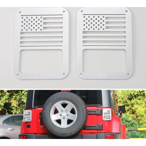 Aluminium 2pcs/set US Map Falg Cover Tail light Guard Protector Trim Frame Decoration for Jeep Wrangler Sahara Rubicon 2007-2016