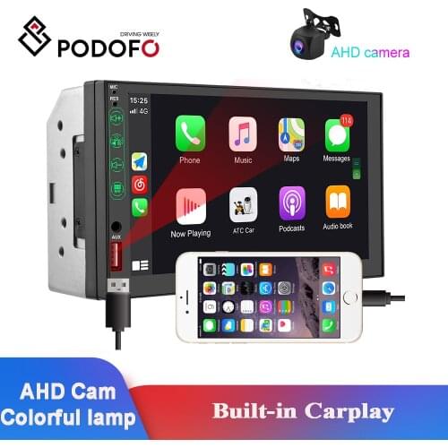 Podofo 2 Din Car Radio Carplay Bluetooth FM TF/USB 7'' Touch Screen 2din Car Multimedia Player For Volkswagen Nissan Hyundai