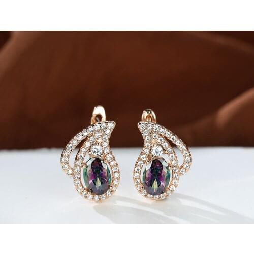 Luxury Blue Oval Zircon Earrings for Women Exquisite Drop Water Ear Buckle Female Jewelry Wedding Engagement Party Birthday Gift