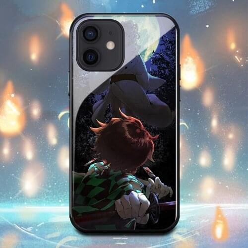 Demon Slayer Kamado Tanjirou Phone Case For Iphone 11 11Pro 12Pro 12Mini 6 6s 7 8 Plus X XR XS Max Tempered glass shell Cover