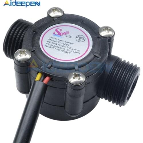 DC 5V-18V Water Flow Sensor Flowmeter Hall Flow Sensor Water Control Liquid Flow Sensor Switch 12V 1-30L/min 2.0MPa YF-S201