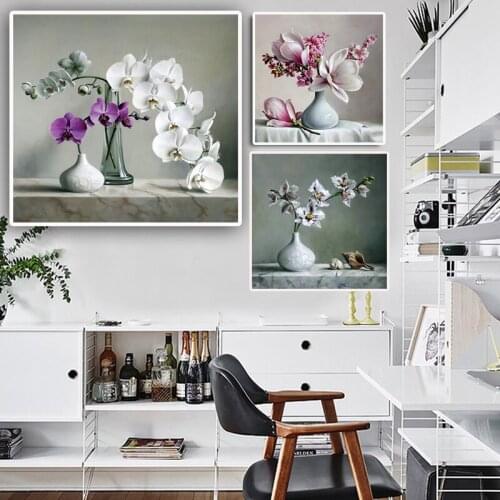 Dispaint Paint With Diamond Embroidery Vase flowers Diamond Painting Full Square Round Picture Of Rhinestone Decor TT5433