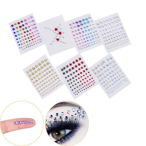 DIY Eyebrow Sticker Adhesive Crystal Glitter Face Body Art Jewels Festival Party Eye Stickers Tattoo Makeup Xmas Decor Hot