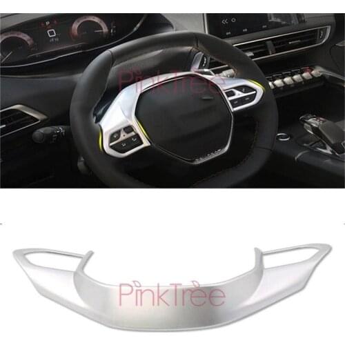 For Peugeot 3008 GT 2017 2018 ABS Chrome sticker steering wheel trim decorative frame cover Car Styling Accessories