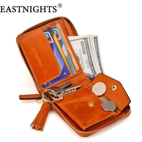 EASTNIGHTS Women Leather Wallet Zipper Magic Ladies wallets Small Short Woman Purse Genuine Cow Leather Female Wallet TW1330