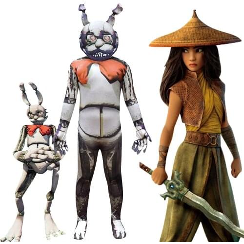 Fnaf Freddy Costume VS raya and the last dragon Kids Child Fredy Superhero Boys Girls Party Cosplay Halloween Carnival Jumpsuit