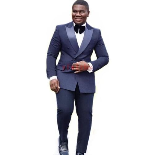 Handsome Groomsmen Double-Breasted Groom Tuxedos Wedding Dress Men Suits Blazer Prom Dinner (Jacket+Pants+Tie) K289