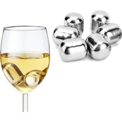 Oval Shape Ice Cube Stainless Steel Ice Cubes Resuable Chilling Stones for Whiskey Wine Beer Cooling Drink Cube