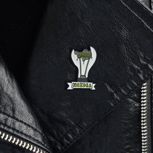 Broken Bulb Ribbon "NO IDEA" Pin Coat Punk Badge Friends Gift New Fashion For Kids Jewelry Accessories