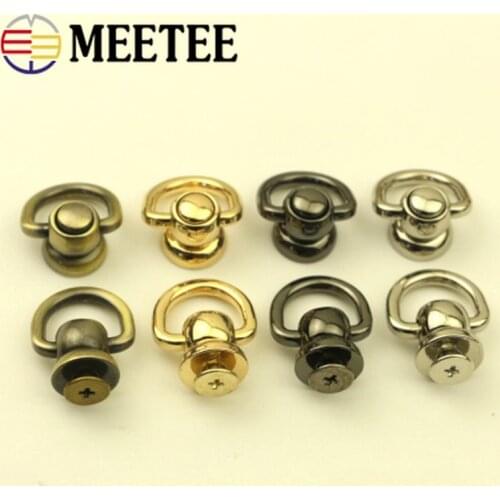 Meetee 10/20pcs 13mm Bag Side Hang Hook Strap Copper Buckle Screw D Ring Buckle DIY Pendant Nipple Nail Hook Clasp Accessories