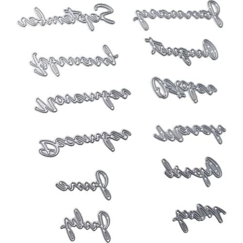 WYSE English 12 months Word Dies Metal Cutting Dies 2020 Letter Craft Dies Scrapbooking for DIY Paper Card supplies