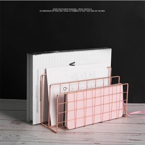 Metal Mesh Gold Desk Organizer Desktop Letter Sorter Mail Tray File Storage Rack Office Home Bookends Book Holder Business