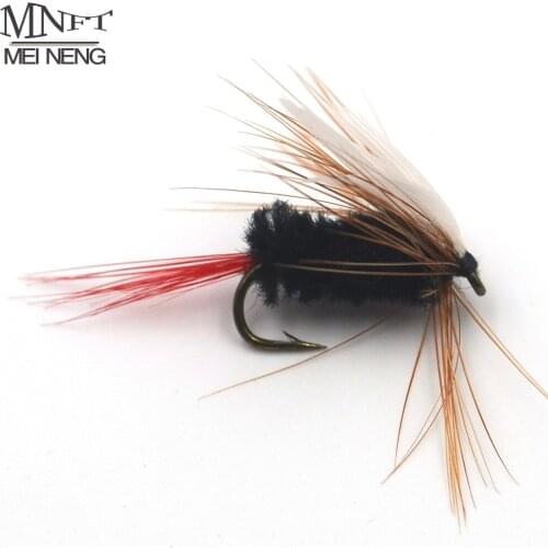 MNFT 10PCS Black Caterpillar White Wings Red Tail Trout Fishing May Fly Dry Fly Buggs Fishing Lure Size 10