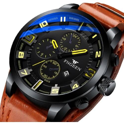 Fashion Sport Mens Military Watch Male Luxury Leather Casual Calendar Quartz Wristwatches Waterproof Clock Man Relogio Masculino