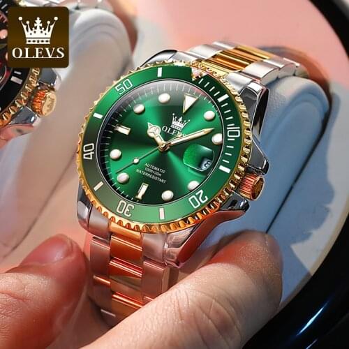 OLEVS Mechanical Watch Men Automatic Clock Fashion Stainless Steel HD Luminous Waterproof Watches Mens Sports Relogio Masculino