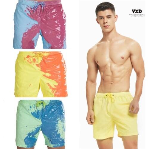 Casual Quick Dry Discoloration Running Shorts Men Swimsuit Man Swimwear Mens Short Pants Surf Joggers Sport Gym Beach Wear Mans