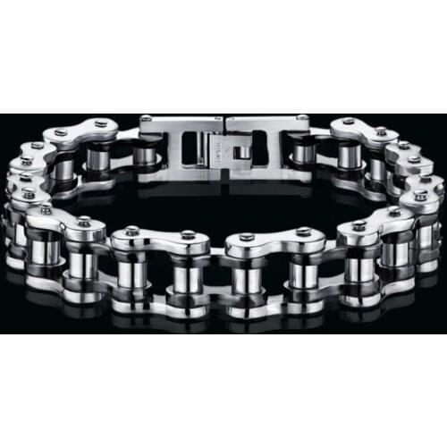 Stainless Steel Mens Punk Rock Gold Black Rolling Handchain Locomotive Chain Link Bracelet Bangle Jewelry Gift For Him