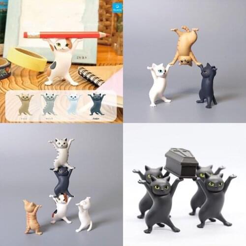 Carrying A Coffin Cat Pen Holder Home Bookshelf Decoration Animal Statue Handmade Home Doll Decoration Kid Funny Toy Gift