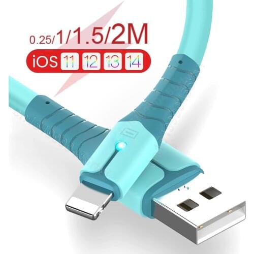USB Data Cable For iPhone 12 Mini 12 Pro Max X XR 11 XS 8 7 6s Liquid Silicone Charging Cable USB Data Cable Phone Charger Cable