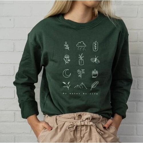 NO WATER NO LIFE sweatshirts Protect our planet Sweats Water saving Pullovers fashion casual 100%cotton clothes tumblr Tops