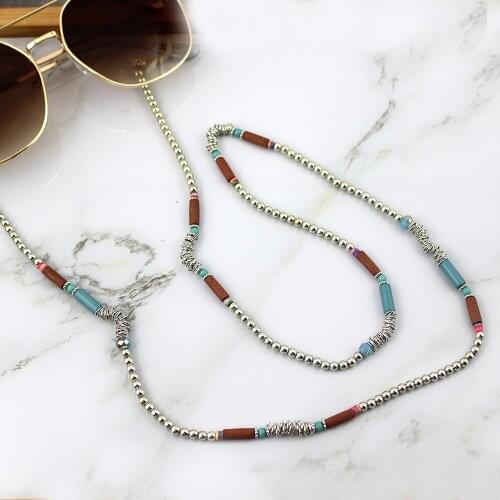 2020 BOHO Handmade Reading Women Sunglasses Hanging Neck Silver Chains Sunglasses Holder Necklace Eyewear Retainer Accessories