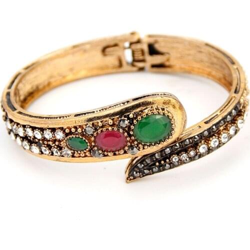 Sunspicems Retro Vintage Turkish Dream Bangle Bracelet for Women Antique Gold Silver Color Bohemia Ethnic Party Jewelry Gift