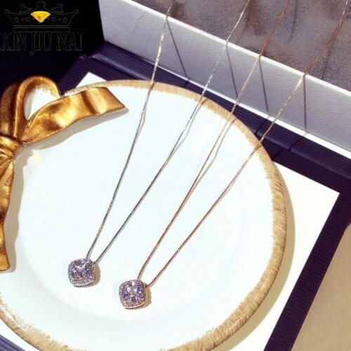 New fashion Japanese and Korean trend super flash inlaid rhinestone square temperament clavicle short necklace women