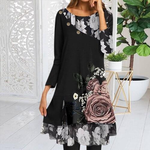 Womens Autumn And Winter Plus Size Dresses Office Lady Vintage Oil Painting Faith Jesus Cross Printed Casual Sweatshirt Dress
