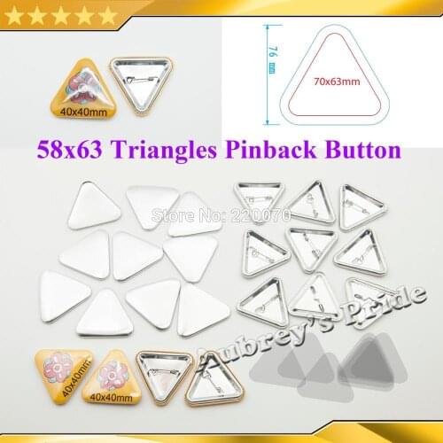 100 Sets Triangles Shape 58x63mm Badge Pin Back Metal Pinback Button Supply Materials for Button Maker