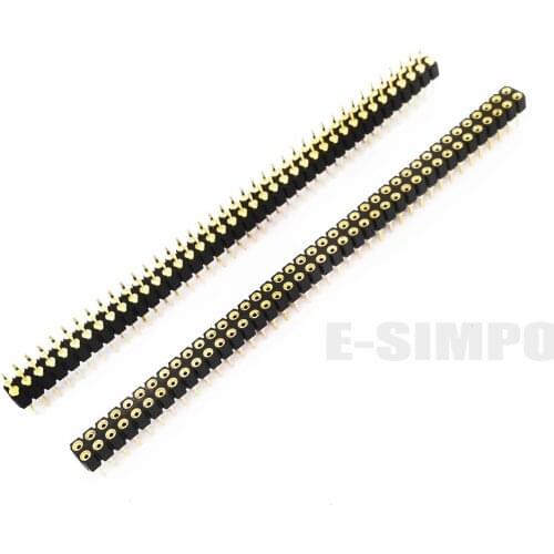 100Pcs 2.54mm hole Female Header Round Pin Heade Straight Single/Double Row Optional 1x40P 2x40P PH3mm single row Gold-plated