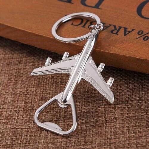 300pcs Plane Shaped Openers Car Key Chains Bottle Opener Key Holder Airplane Wine Beer Openers Aircraft Styling Car Key Ring
