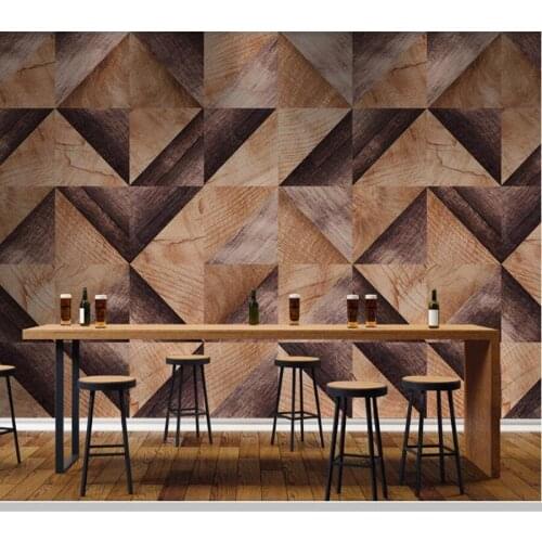 Geometric mosaic wood grain 3d wallpaper papel de parede,living room tv sofa wall bedroom restaurant cafe bar mural