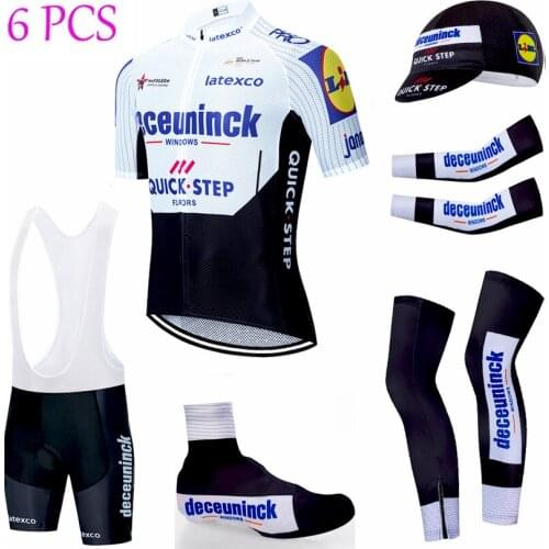 6pcs TEAM QUICKSTEP cycling jersey bike Short CLOTHING Breathable Men Ropa Ciclismo Bicycling sleeve Leg warmers bike Pants suit