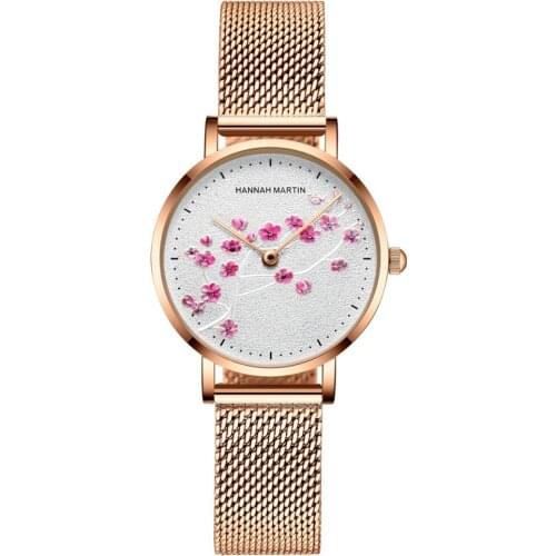 Japan Quartz Movement 10D Red Plum Blossom Genuine Leather Band Female Watch Ladies Wristwatches New Design Watches For Women