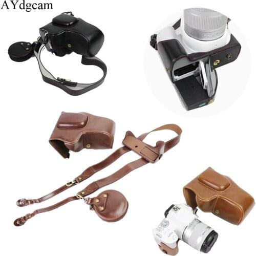 New Luxury Pu Leather Camera Video Case Bag Cover For Canon 200D Camera With Strap Battery Bag Open Battery Design