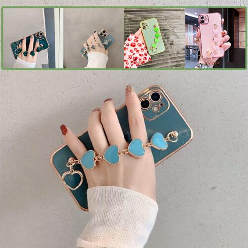 Lover Heart Bracelet Hand Holder Cover for Samsung galaxy S21 Ultra S20 Plus A22 A82 A51 A71 A50 A70 A21S Electroplated Case