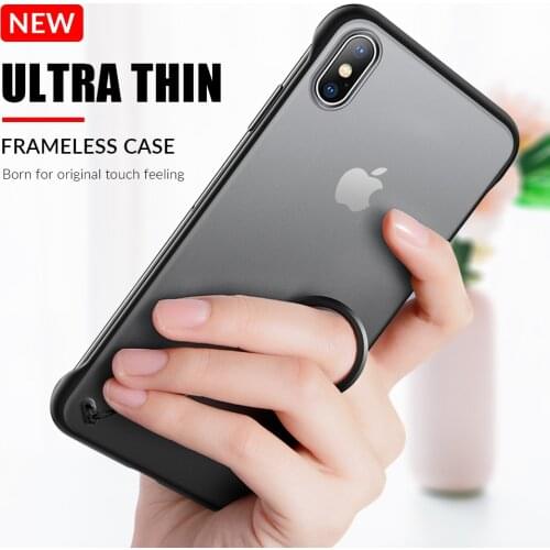Ring Frameless For iPhone 12 mini 11 Pro XR XS MAX Phone Case Cover Transparent Matte Hard Cases For iPhone X 6 6s 7 8 Plus