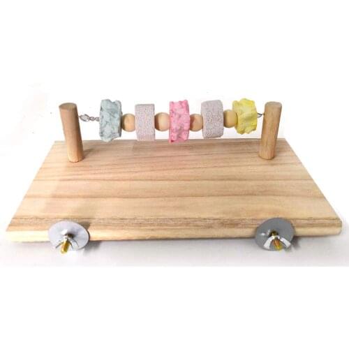 Wooden Stand Platform Bird Mineral Stone Molar Toy for Parrot Parakeet Cockatiel Hamster Chinchilla Squirrel Small Animals