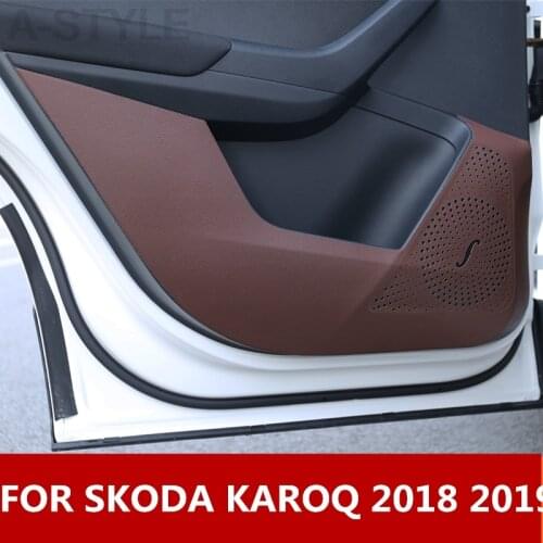 For SKODA KAROQ 2018 2019 Car-Styling Protector Side Edge Protected Anti-kick Door Mats Cover case Auto Accessories decoration