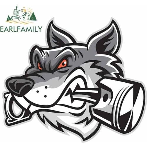 EARLFAMILY 13cm x 11.3cm for Wolf Bite The Piston Funny Car Stickers Vinyl Car Sticker Anime Waterproof Custom Printing Decal
