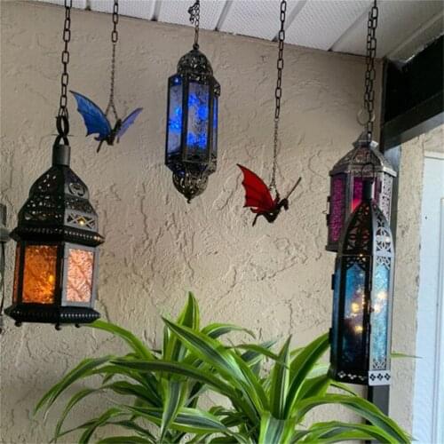 Fly Dragon Hanging Stained Suncatcher Handmade Stained Glass Window Hanging Home Halloween Decoration Table Wall Decoration