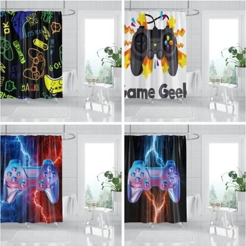 Gamepad Shower Curtain 3D Print Game Bathtub Anti-Mould Moisture-Proof Polyester Curtain Home Decor Morden Decoration
